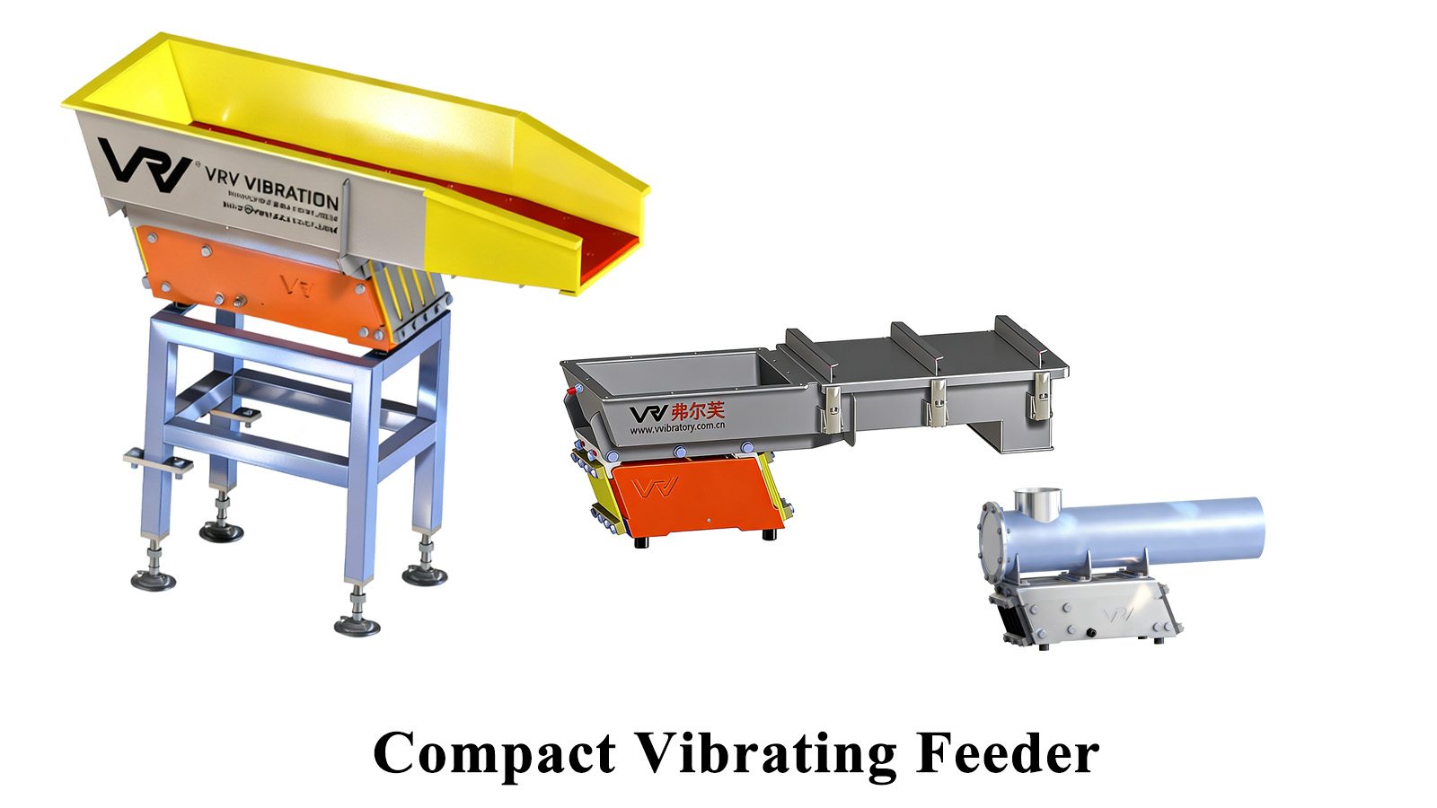 Compact vibrating feeder for powder and granule materials