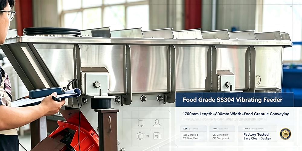 Máy cấp liệu rung điện từ bằng thép không gỉ để định lượng & vận chuyển hạt thực phẩm
